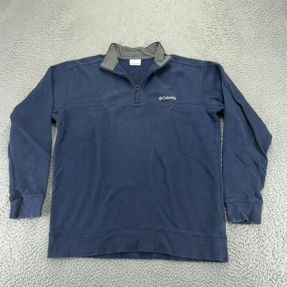 Columbia Sportswear Mens Medium Navy Blue Fleece 1/4 Zip Pullover Sweatshirt